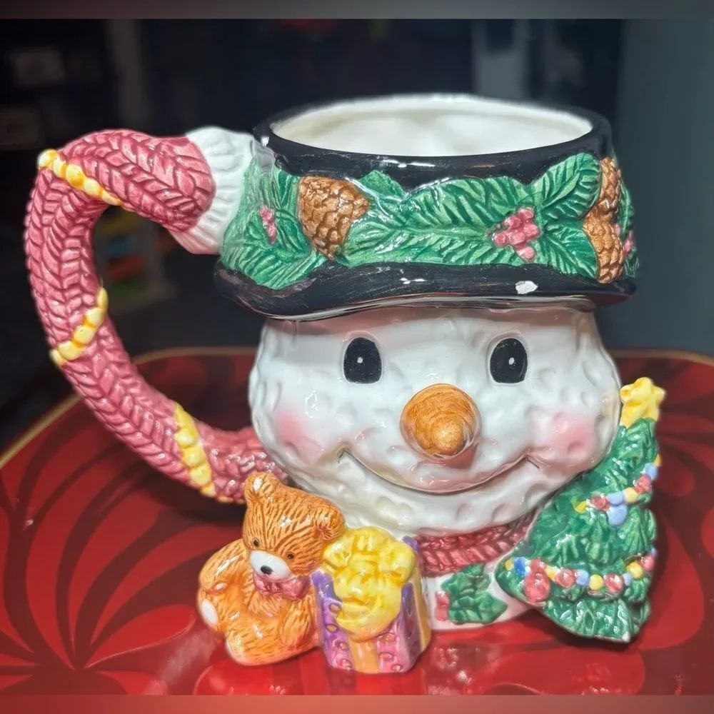 Snowman Mug Teddy Bear, Tree & Wrapped Gift 3D 16oz Christmas Decorations EPC
